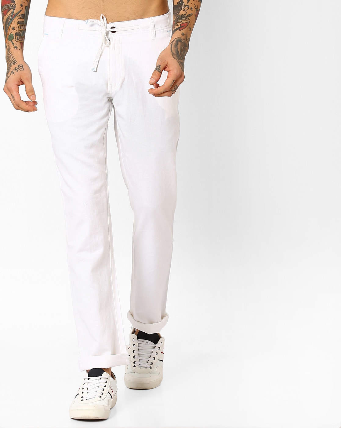 White Cotton Lace Izhaar Pants — Tahiliya