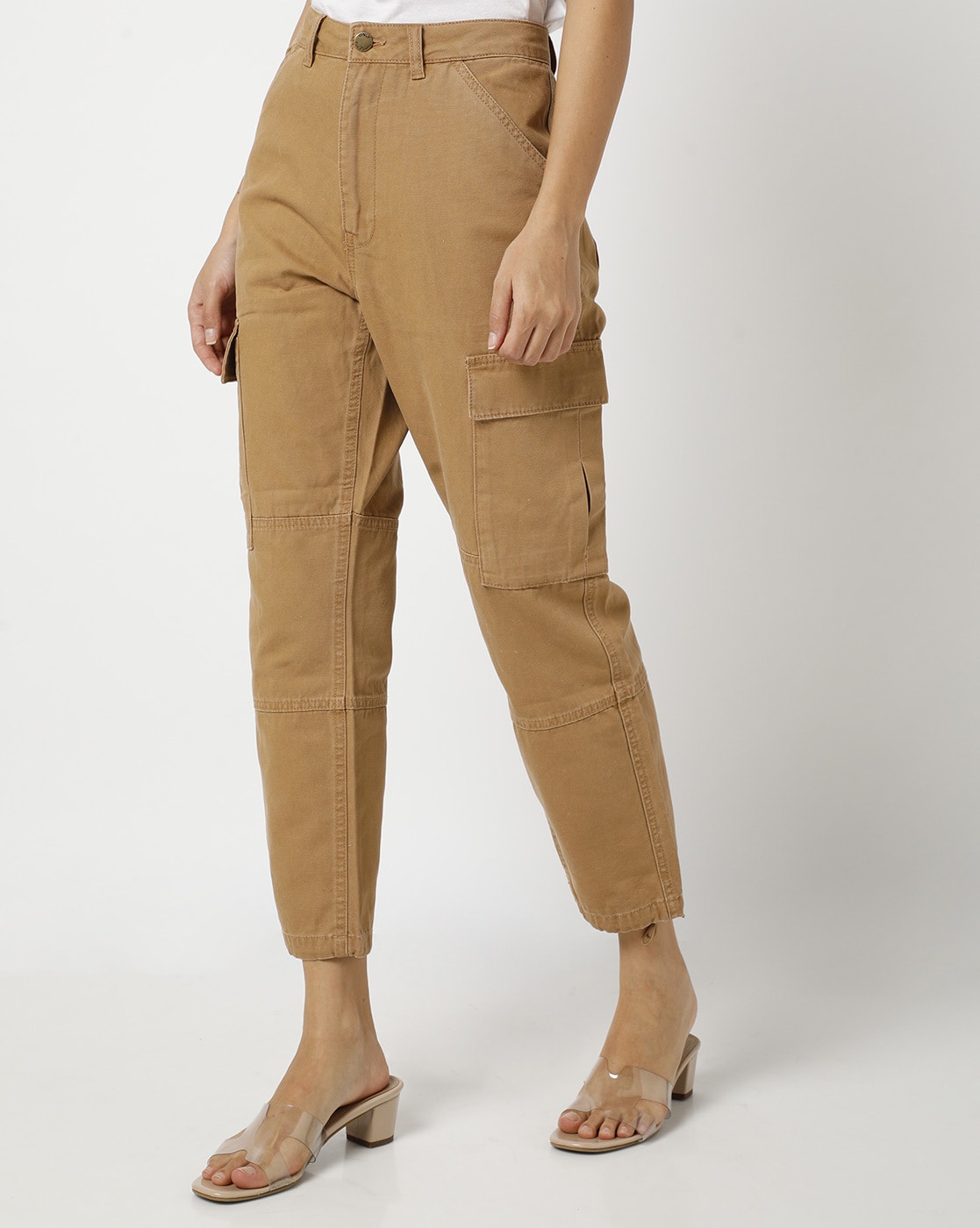 beige cargo trousers womens