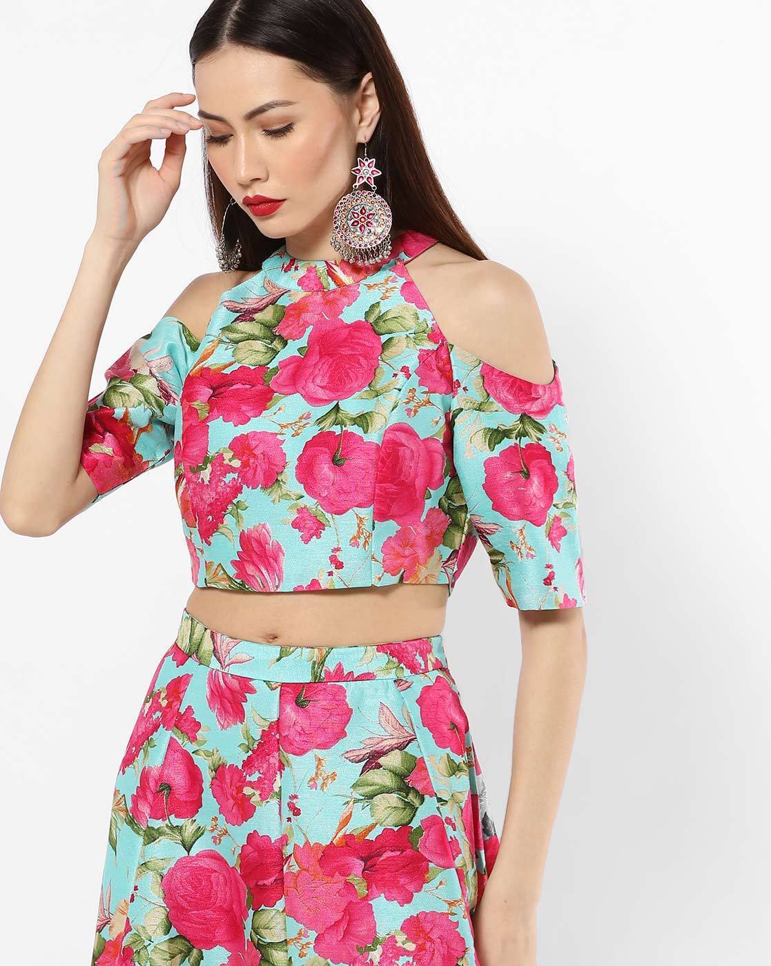 floral cold shoulder blouse