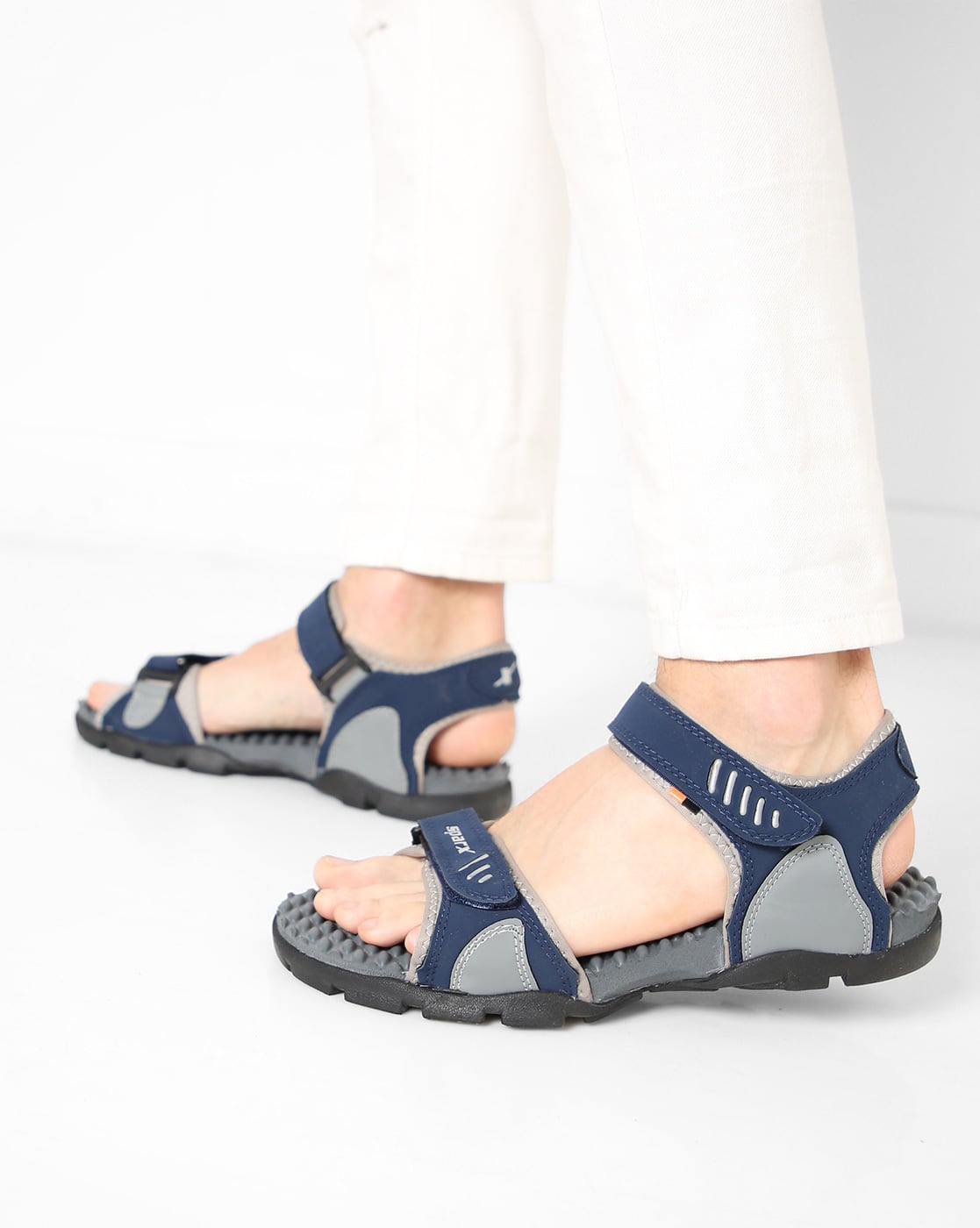 Buy Navy Blue \u0026 Grey Sandals for Men by 