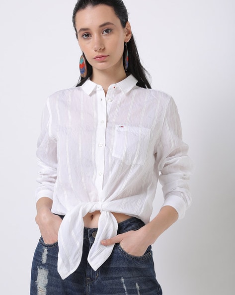 Striped Shirt with Patch Pocket