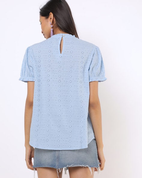 Schiffli-Embroidered High-Neck Top (Image - 2)