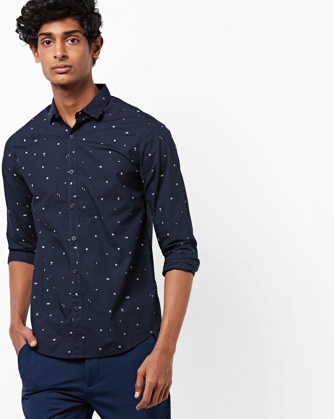 spykar navy blue shirt