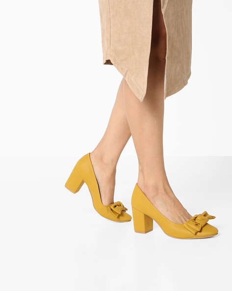 Buy Mustard Yellow Heeled Shoes for 