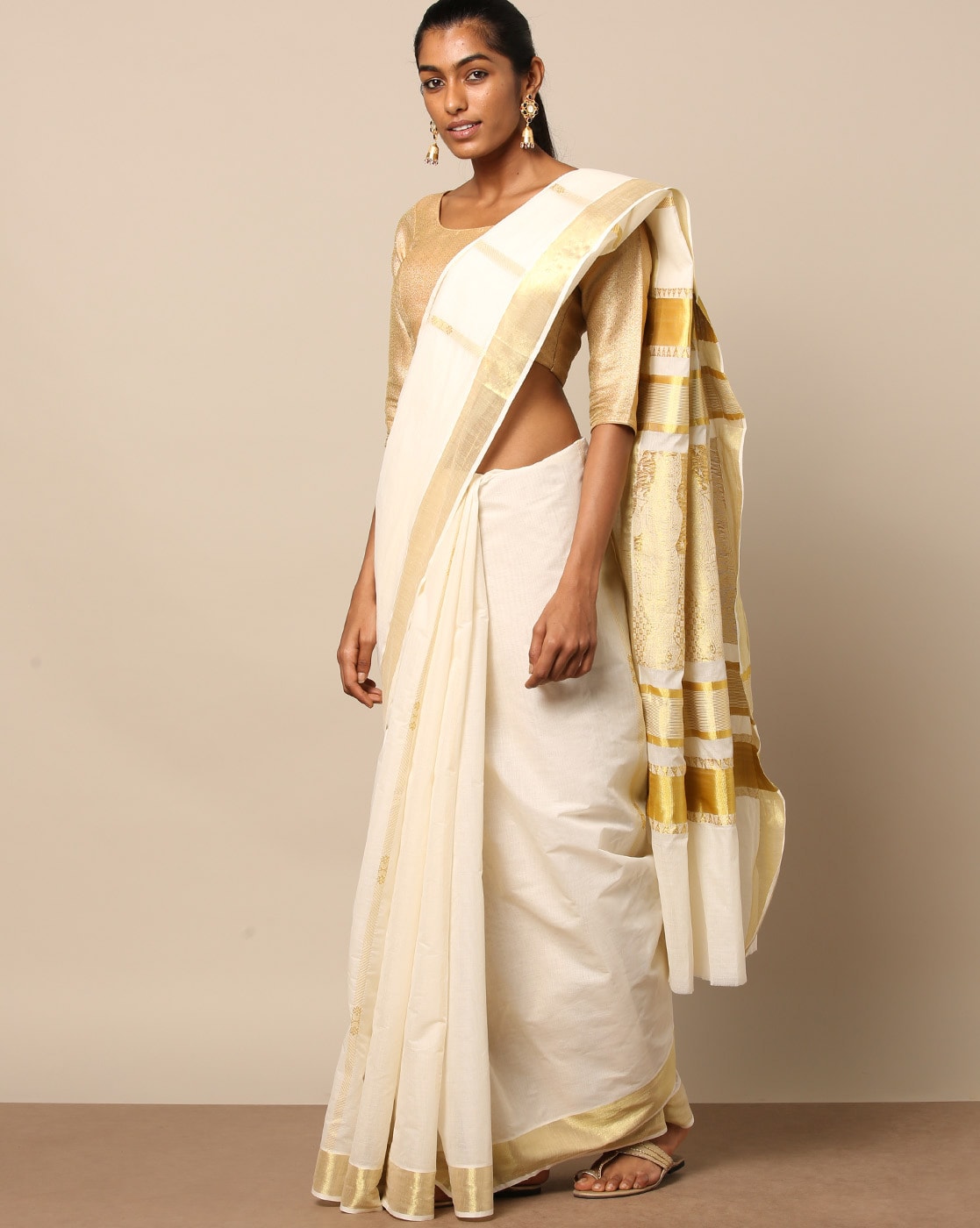 White Kerala Cotton Saree