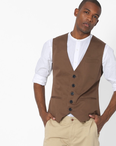 Mr Button Sleeveless Waistcoat with Pockets