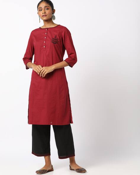 Buy Maroon \u0026 Black Kurta-Bottom Set for 