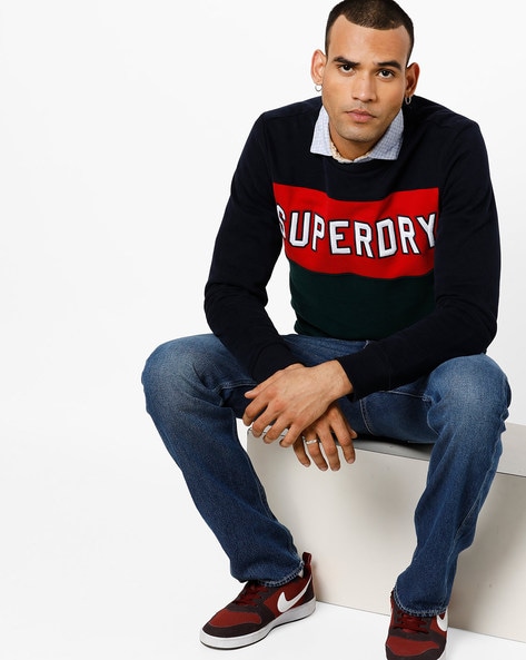 Superdry Mens Academy Colour Block Sweatshirt 