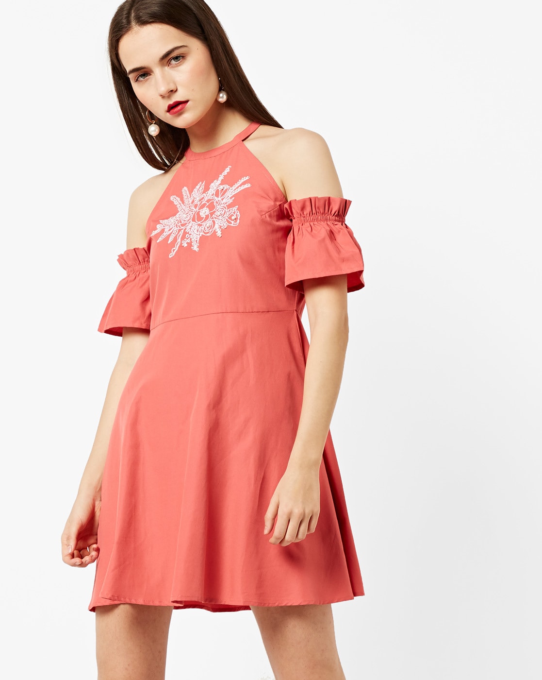 cold shoulder skater dress