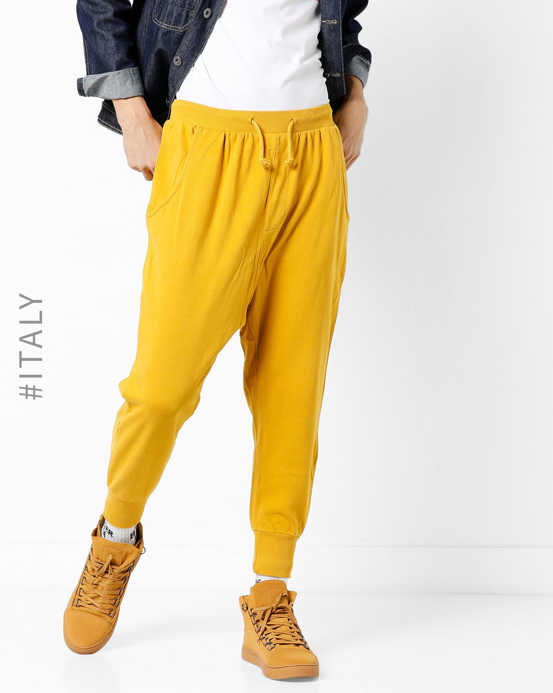 yellow track pants mens