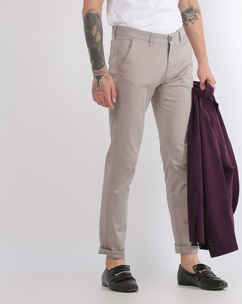 Buy Mid-Rise Slim Fit Cropped Trousers with Detachable Belt Online at Best  Prices in India - JioMart.