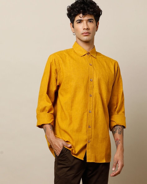 mustard yellow shirt outfit men