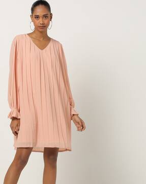 peach shift dress
