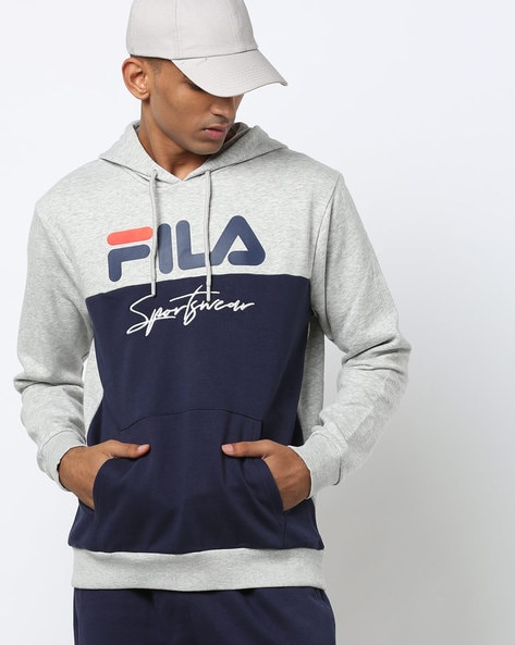Buy Grey & Blue Sweatshirt & Hoodies for Men by FILA Ajio.com