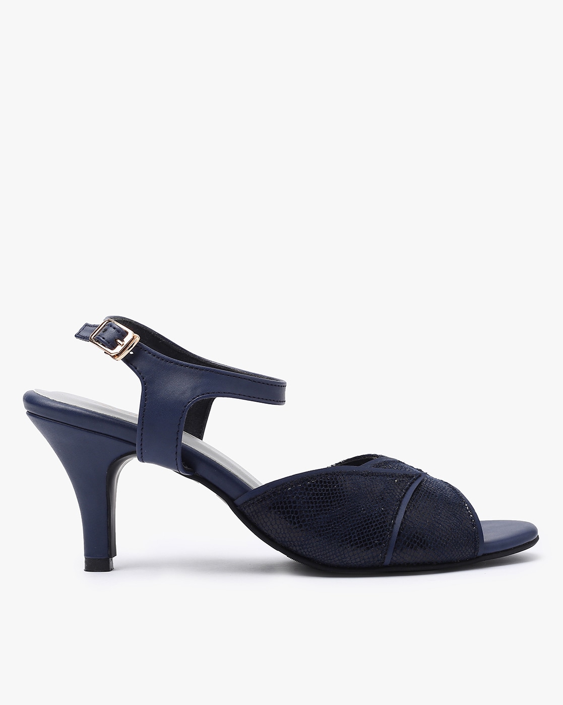 open toe navy blue heels