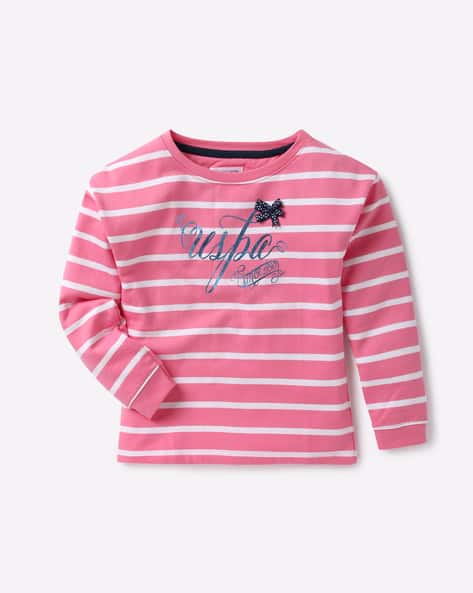 pink and white striped sweatshirt