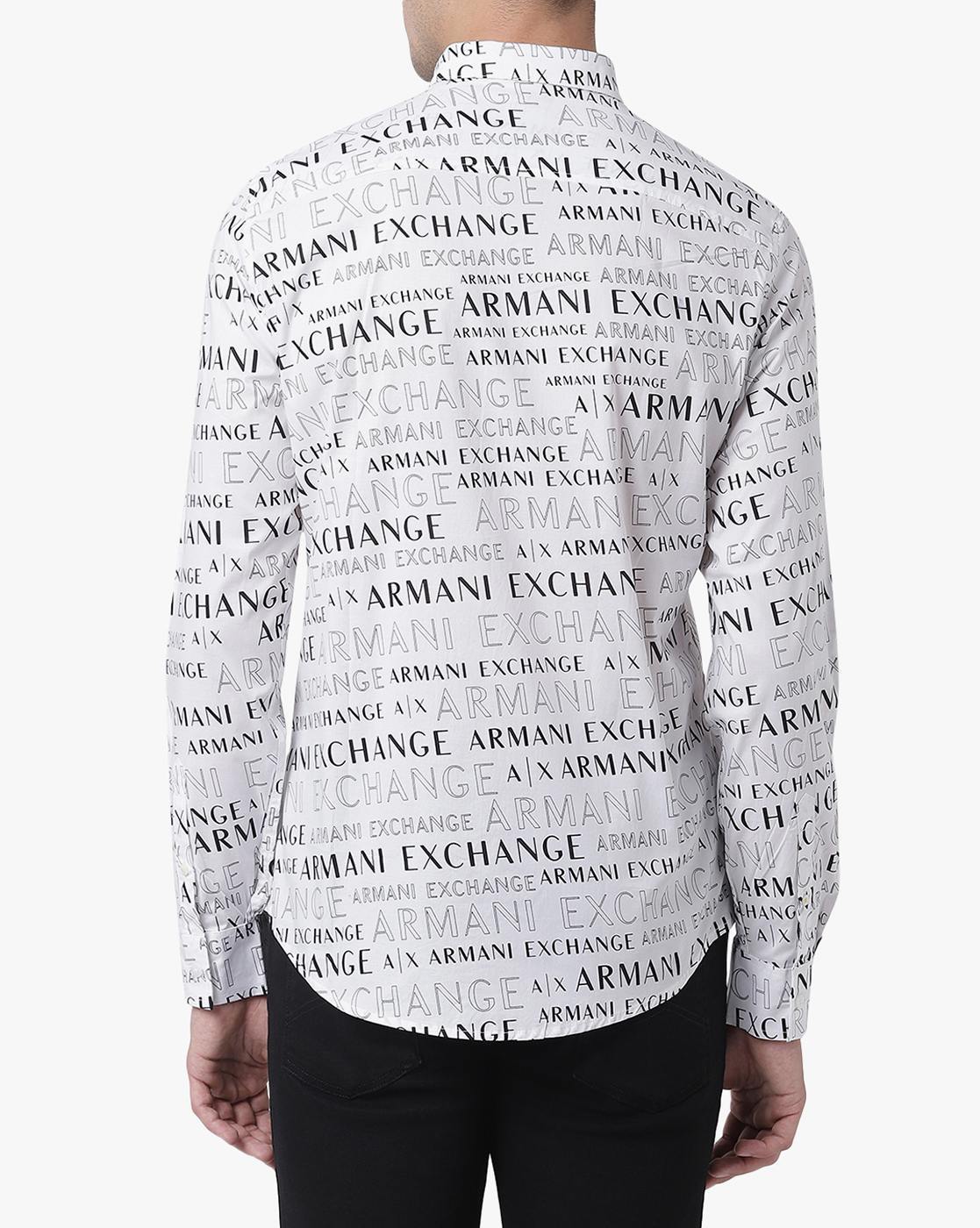 armani exchange white button up