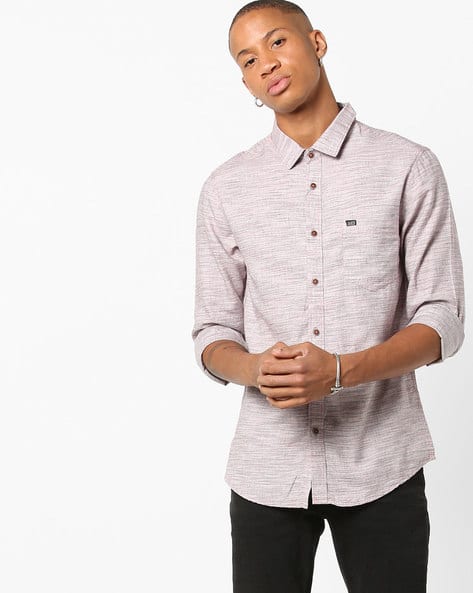 Slim Fit Shirt With Patch Pocket By The Indian Garage Co ( Pink )