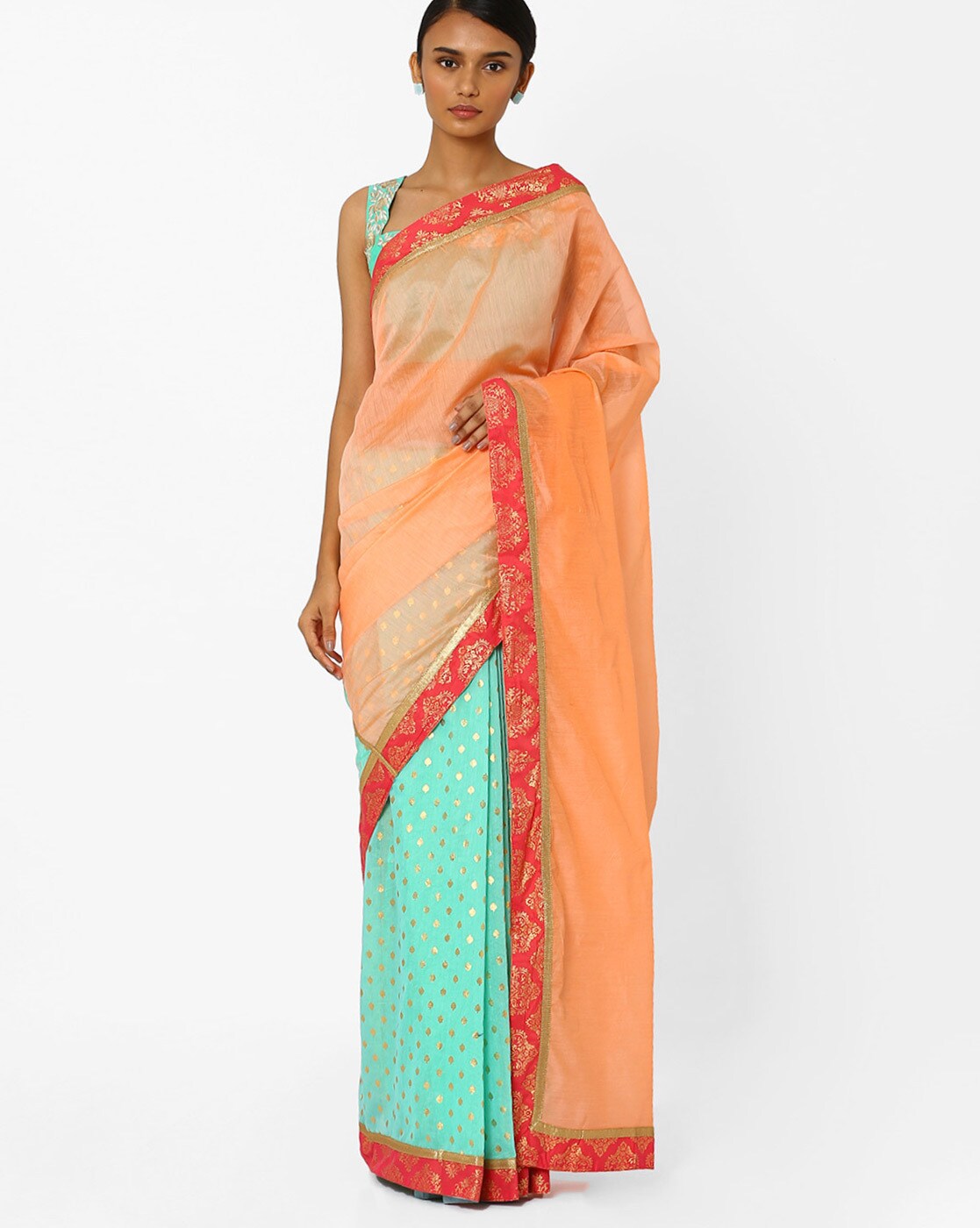 Buy Cream Sarees for Women by SANGAM PRINTS Online | Ajio.com