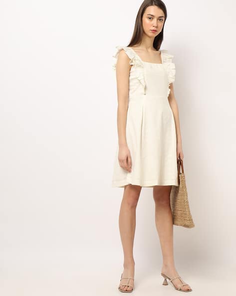 white dress ruffles