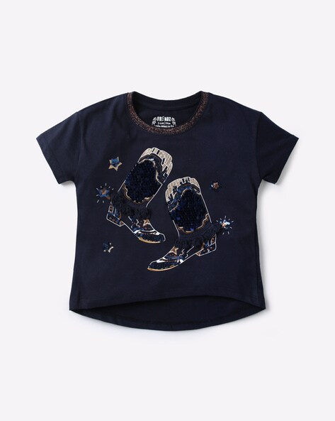 Buy Navy Blue Tshirts for Girls by KG FRENDZ Online