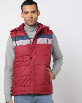 maroon half jacket