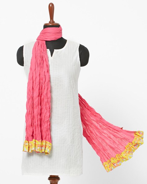 Crinkled Dupatta with Contrast Panels Price in India