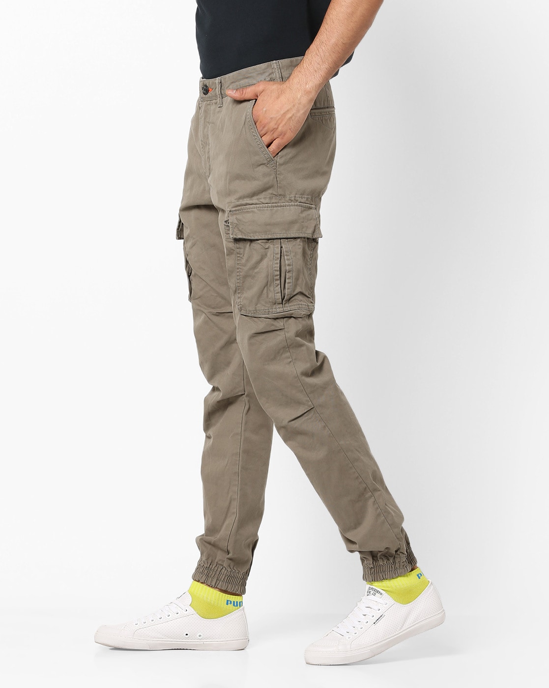Grey Solid Superdry Trousers Mens Slim Fit