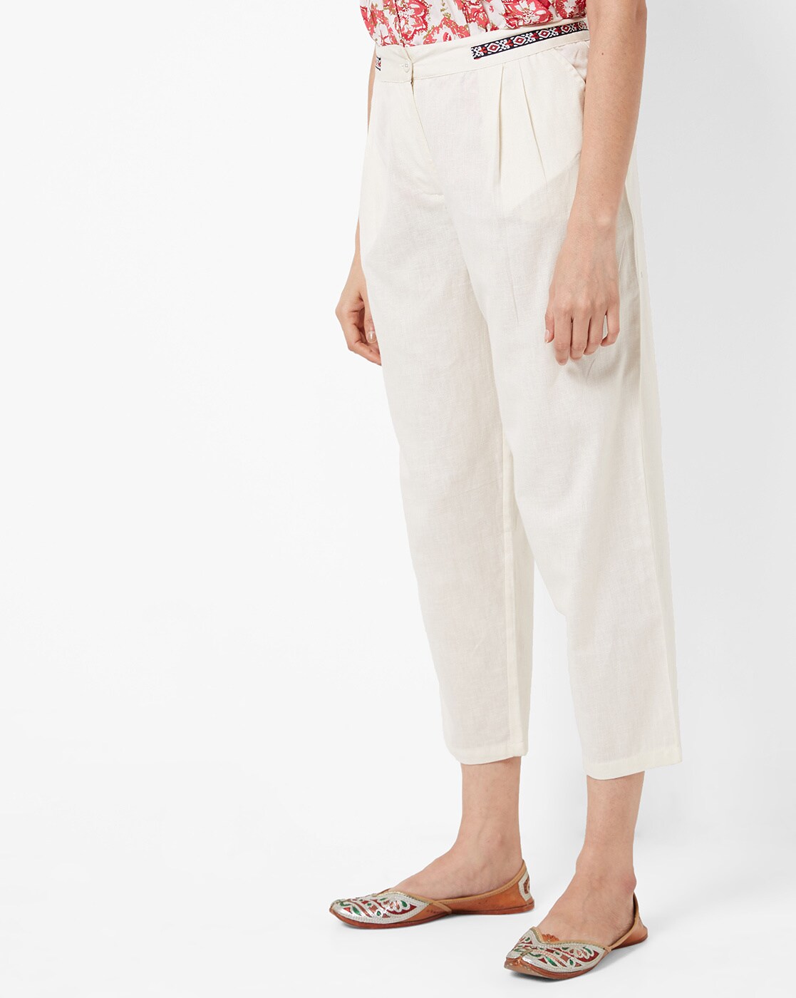 cropped pleated pants