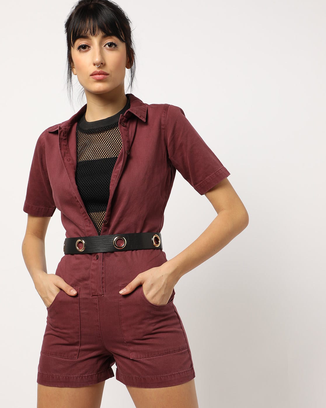 red denim playsuit