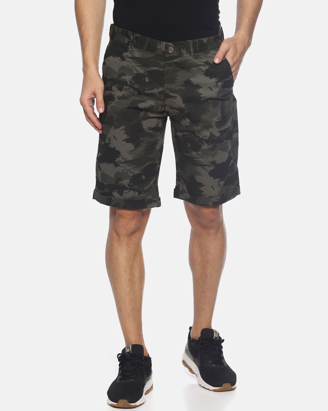 mens slim fit camo shorts