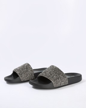 silver flat slippers