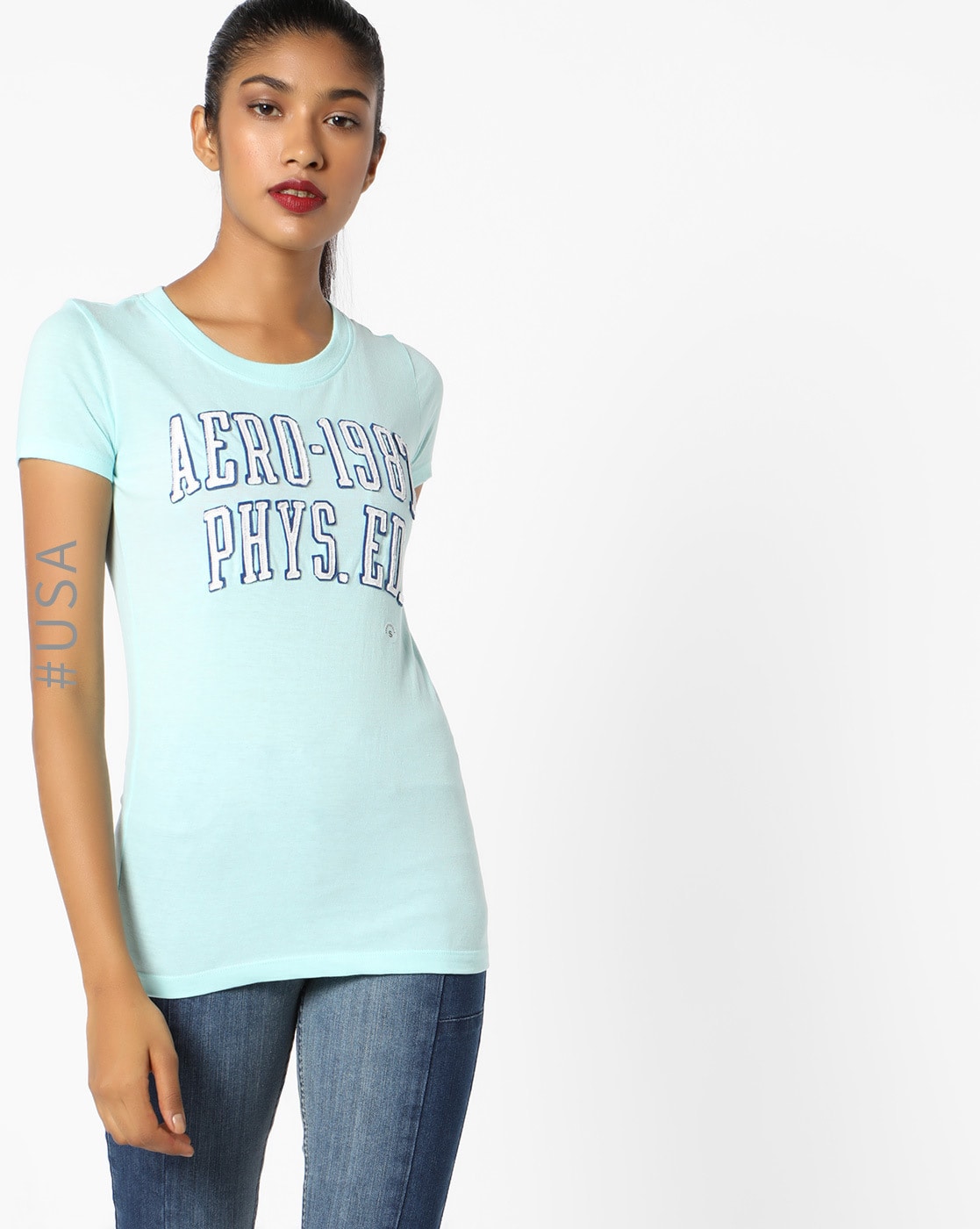 Buy Aqua Blue Tshirts for Women by Aeropostale Online | Ajio.com