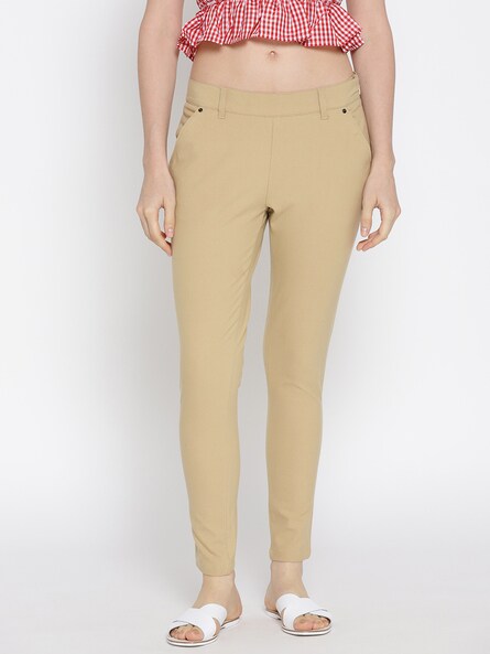 Buy Beige Trousers & Pants for Women by Jump USA Online