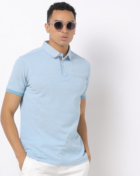 Polo T-Shirt with Printed Collar