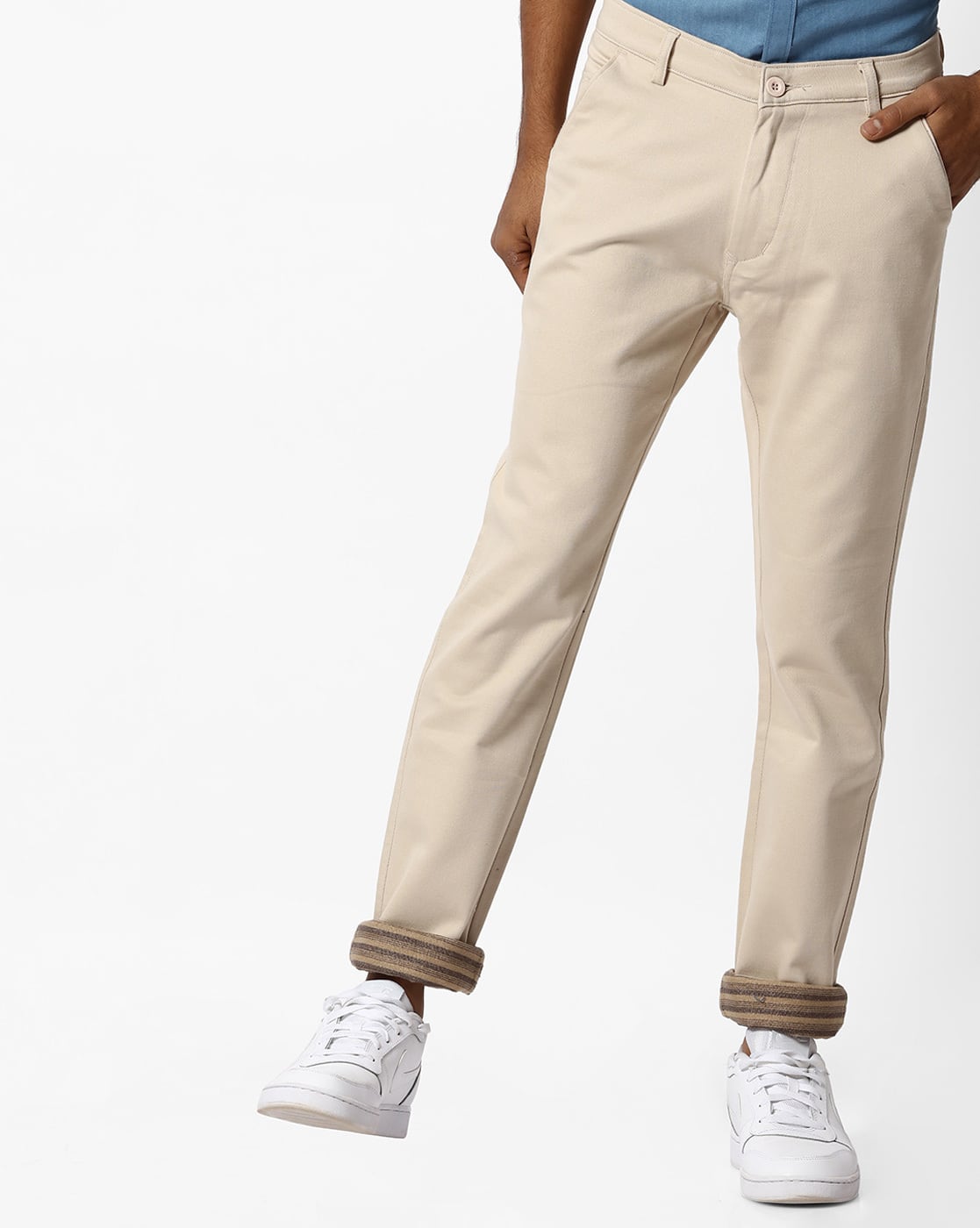 cream slim trousers