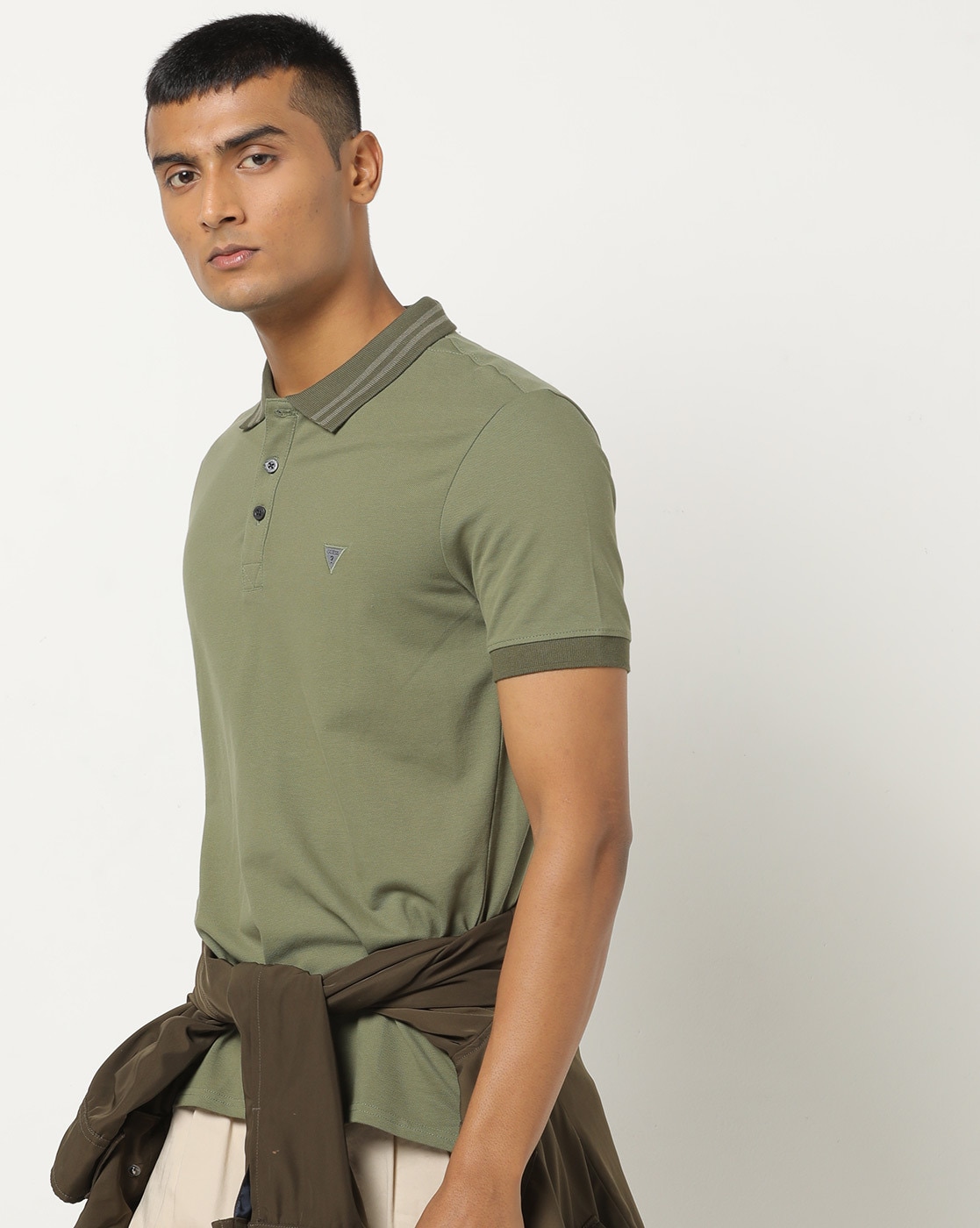 olive green guess shirt