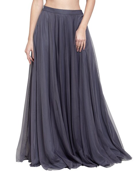 grey colour long skirt