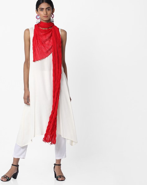Crushed Dupatta with Beaded Hems Price in India