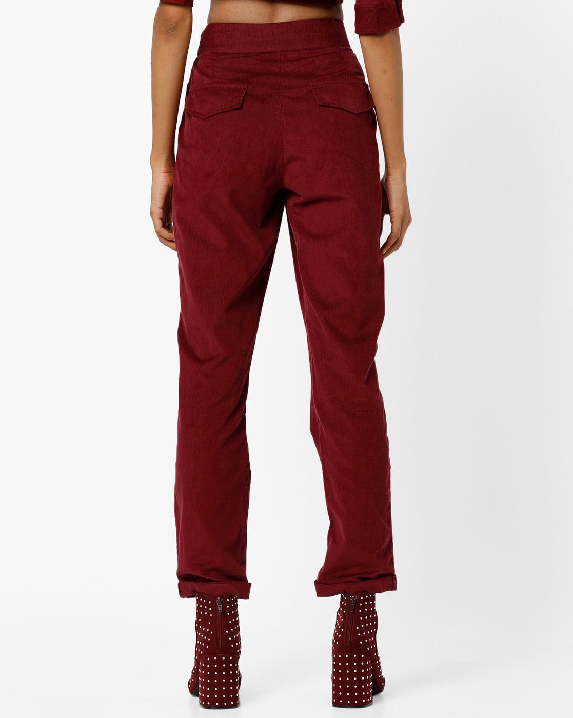 Ankle-length corduroy trousers - Burgundy - Ladies | H&M IN