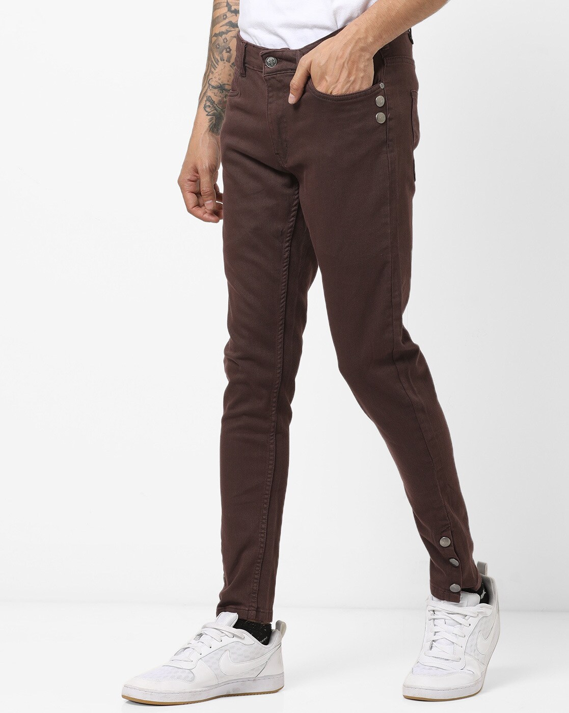 maroon skinny jeans mens