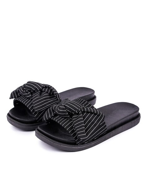 slide sandal with bow