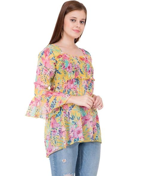 Floral Print Top with Bell Sleeves (Image - 2)