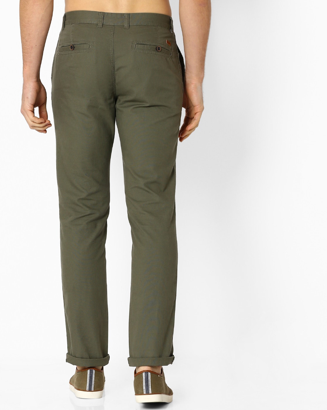Buy Olive Green Popcorn Textured Straight Fit Pant - Tistabene