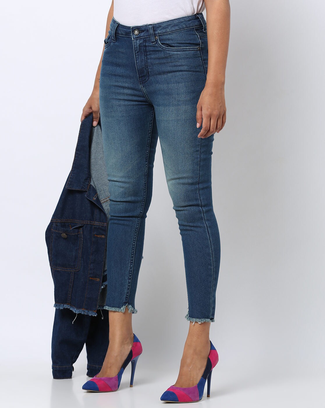 blue ankle length jeans