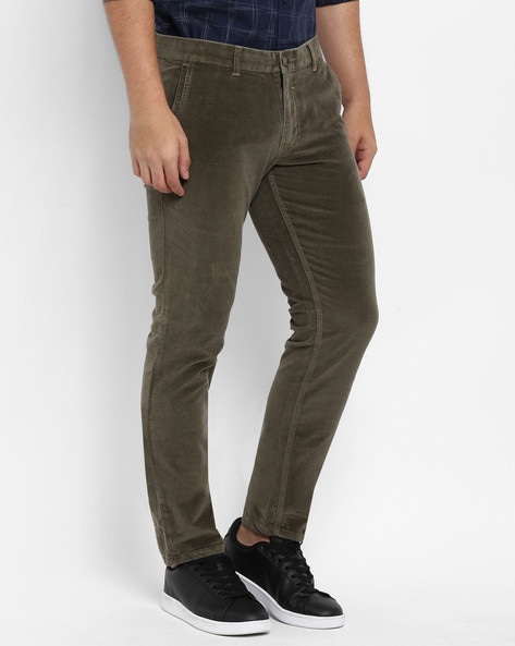 Buy Olive Slim Fit Corduroy Pants for Men Online at Killer  499453