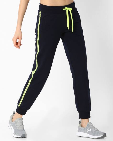 navy blue cuffed track pants