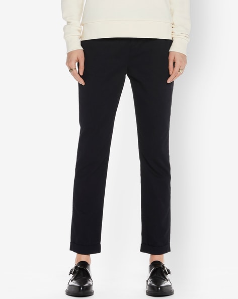 Buy Mast  Harbour Women Black Solid Regular Fit Chino Trousers  Trousers  for Women 1454585  Myntra