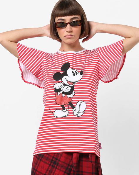 Striped Mickey Mouse Crew-Neck T-shirt
