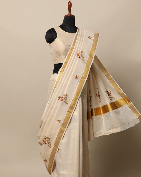 Buy Mylooms Womens Kuthampully Mural Kerala Kasavu Saree With Blouse Pcs  Tissue Set Saree Online at Best Prices in India - JioMart.